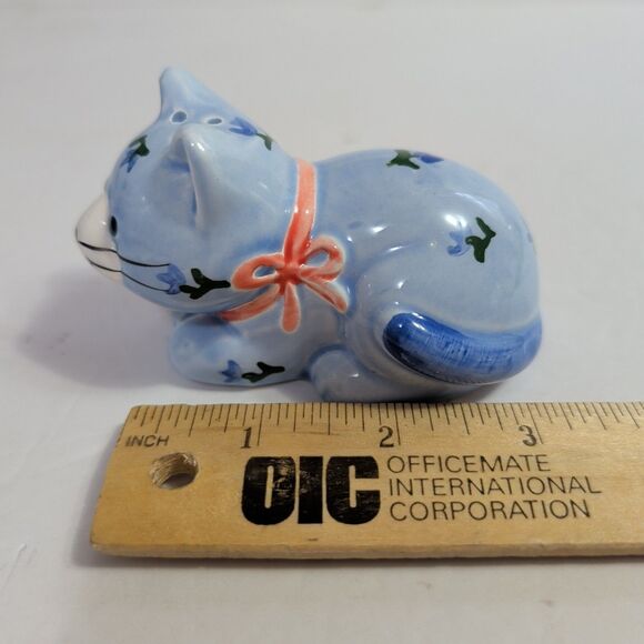 Vtg Otagiri Ceramic Blue Cat Salt & Pepper Shaker & Creamer Set 1980's - Picture 15 of 16